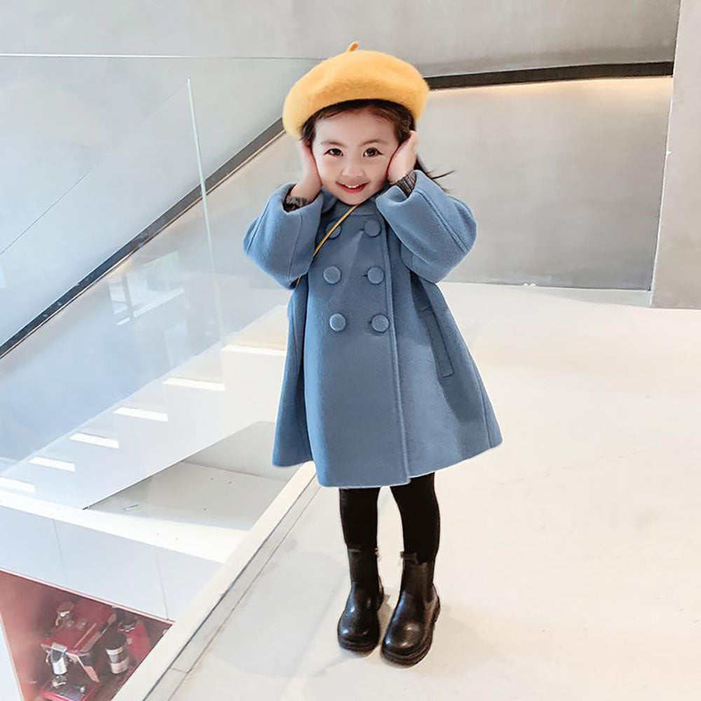 동글단추 모직 더블 코트 싱글 패딩 간절기 등원룩   Q1101501