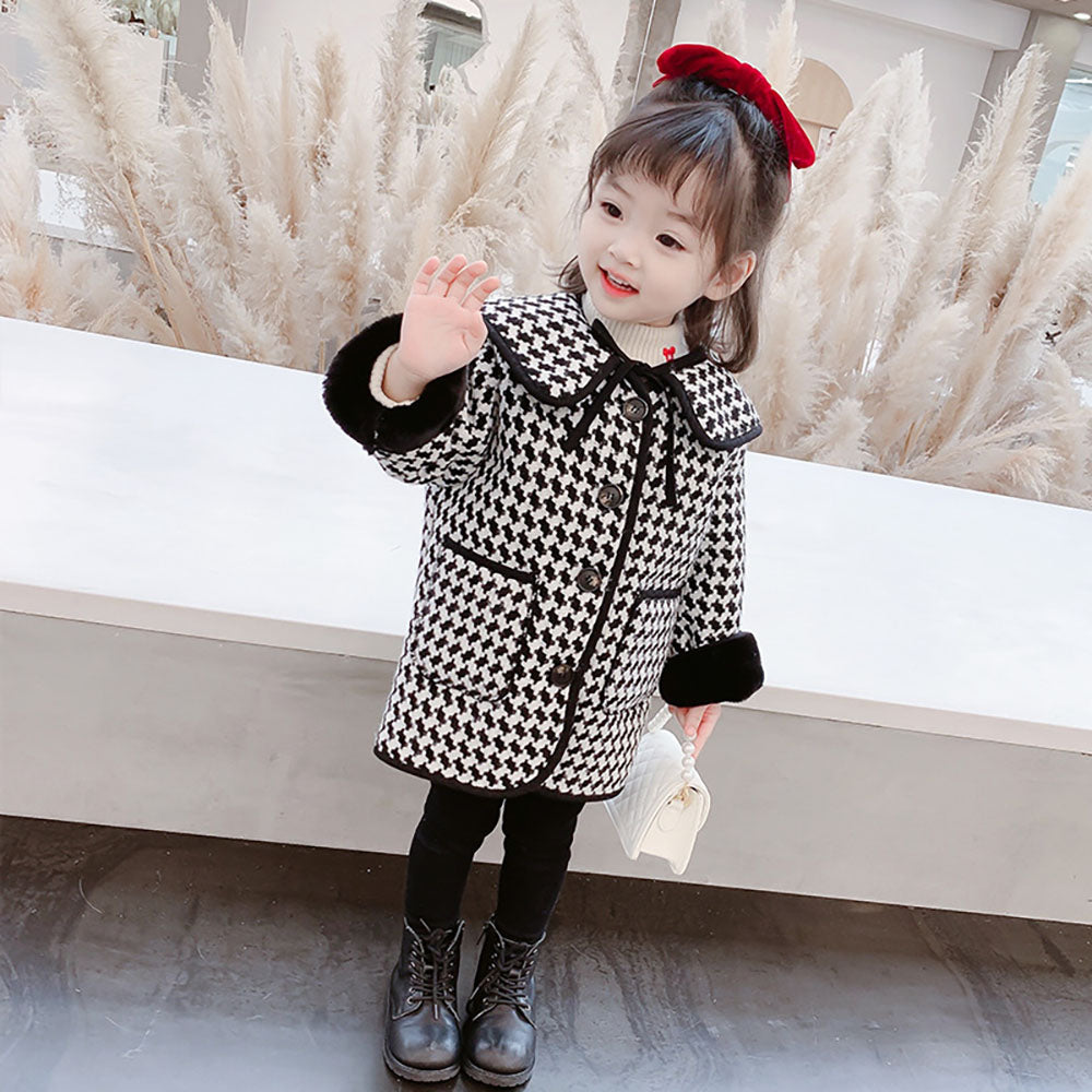 빅카라 모직 코트 두툼 기모안감 체크 패턴 여아 방한 데일리룩  Q1101502
