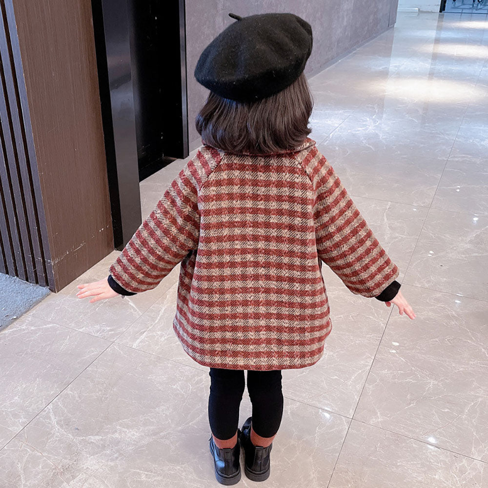 귀염 체크모직 코트 여아 둥근 카라넥 데일리 등원룩  Q1101505