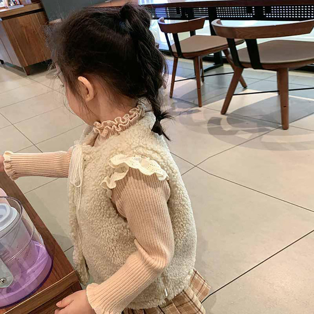 레이스 뽀글이 베스트 후리스조끼  Q1111611