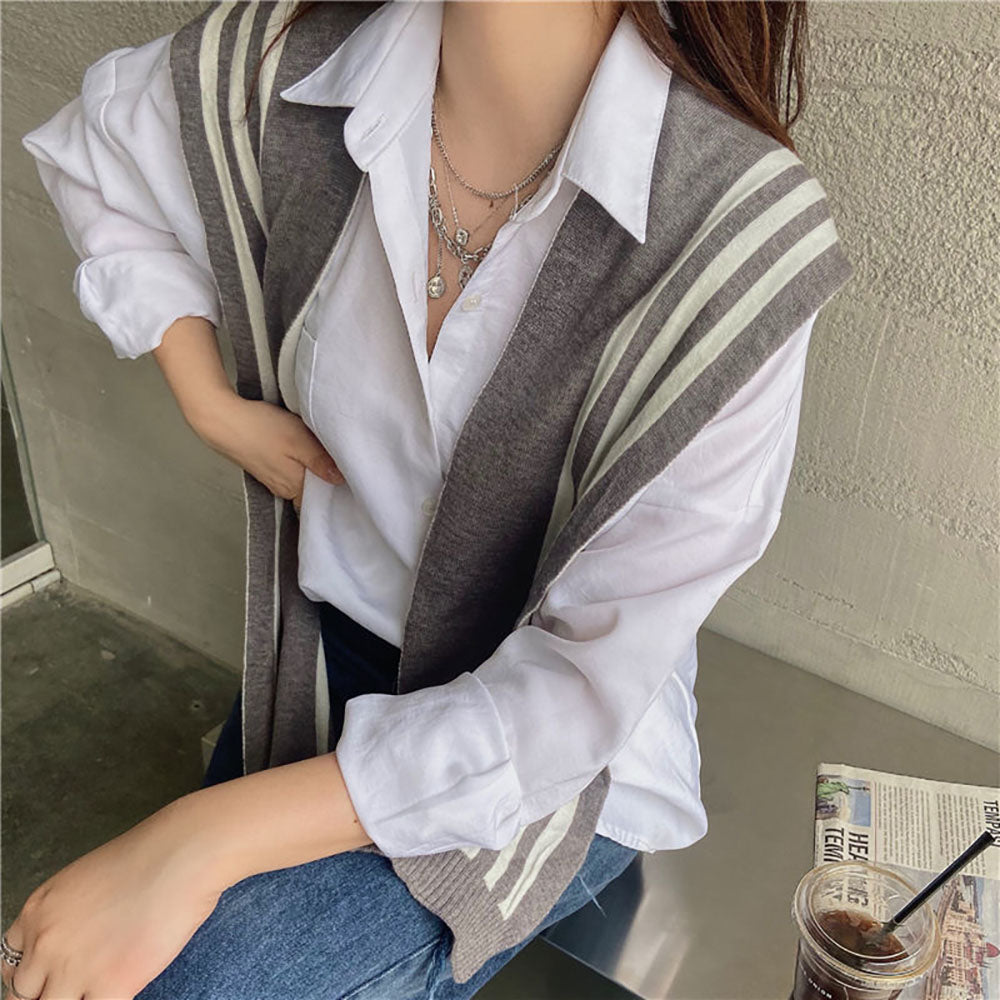 스트라이프 숄가디건 숄 머플러   Q1110411