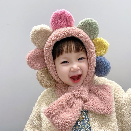 해바라기 플라워 캐릭터 털모자 방한모자   Q1121414