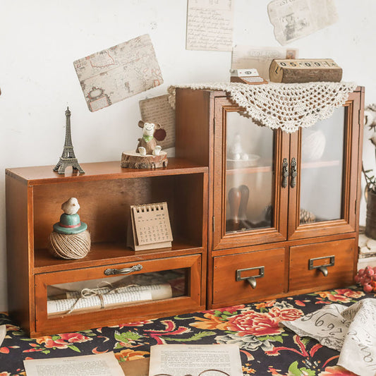 빈티지 서랍장 수납장 복고 우드 선반  Q1120924