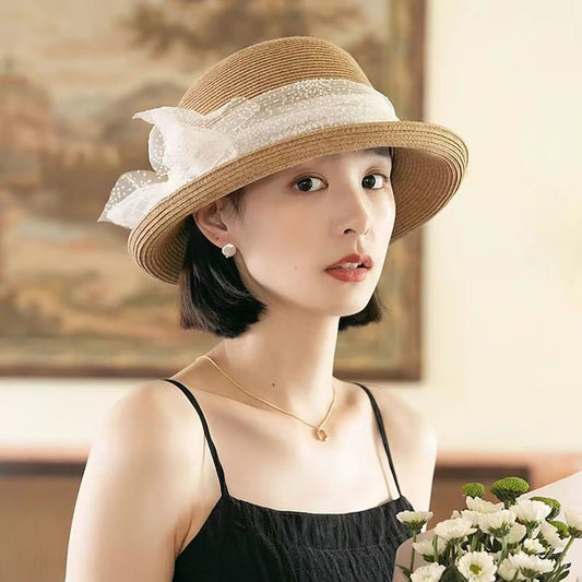 얼굴햇빛가리개 돌돌이 여성챙 여름린넨 여성밀짚 모자 Q2053019