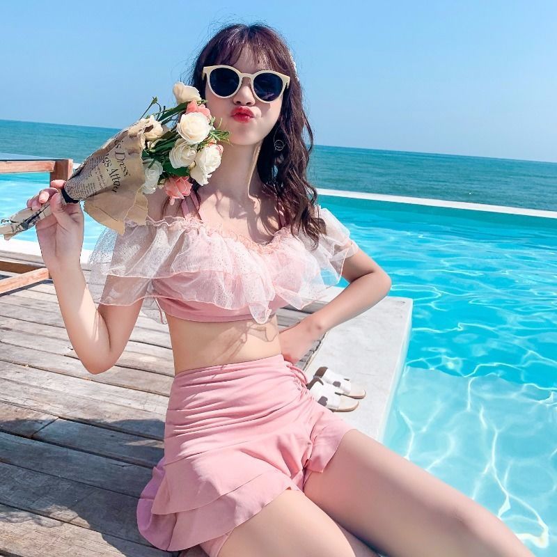 빅사이즈 여성휴양지  뱃살 커버 여성 스커트 수영복   Q2060604