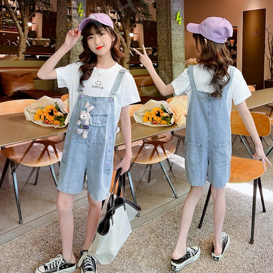 WW2061518 데님 멜빵 반바지 여아 청반바지