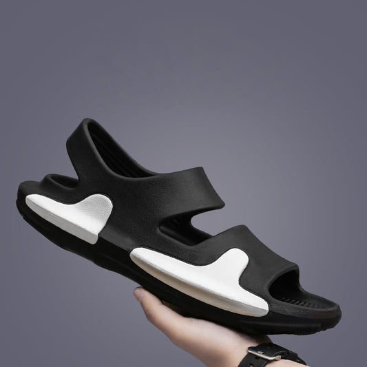 검흰 EVA 경량 샌들 푹신 물놀이 슈즈  Q2062909