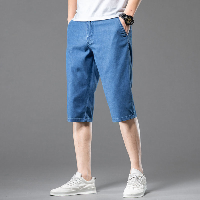 남성 얇은 청반바지 데님 7부 여름 팬츠 빅사이즈 Q2062005