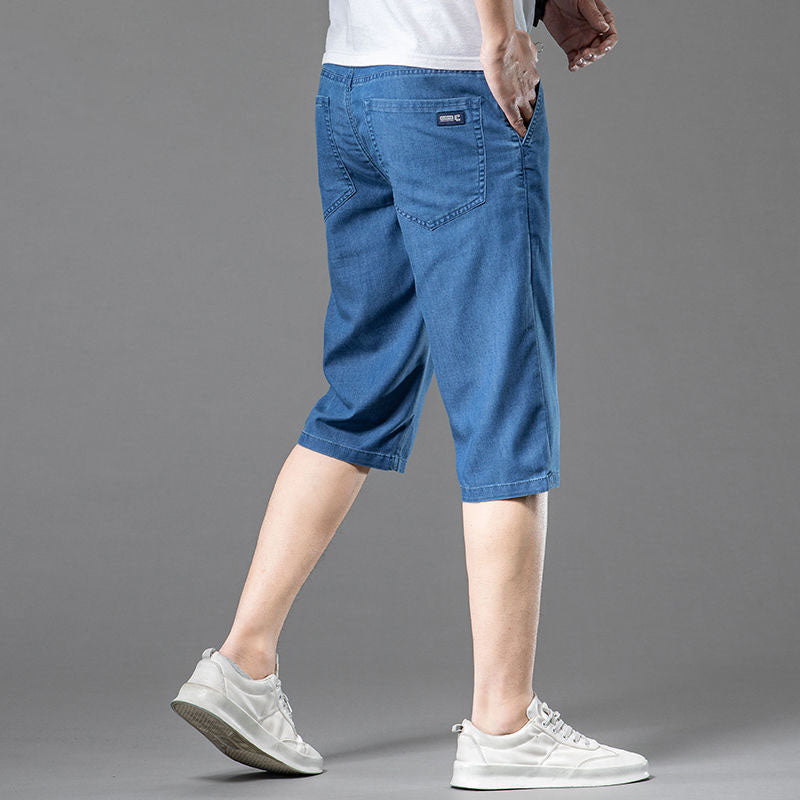 남성 얇은 청반바지 데님 7부 여름 팬츠 빅사이즈 Q2062005