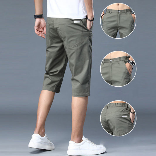 남성 7부 캐주얼 반바지 스판 밴딩 팬츠 빅사이즈 Q2062008