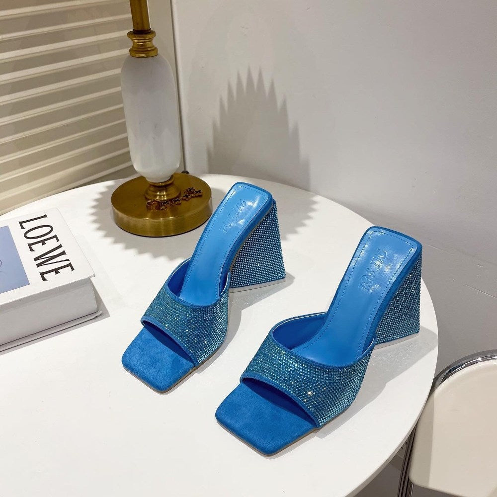 여성 삼각형  통굽 하이힐 10.5CM  패션 구두 WW2080401