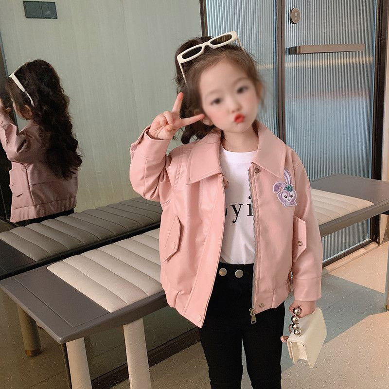 여아 가죽 핑크 코트 귀여운 토끼 자켓 가을 상의   Q2081902