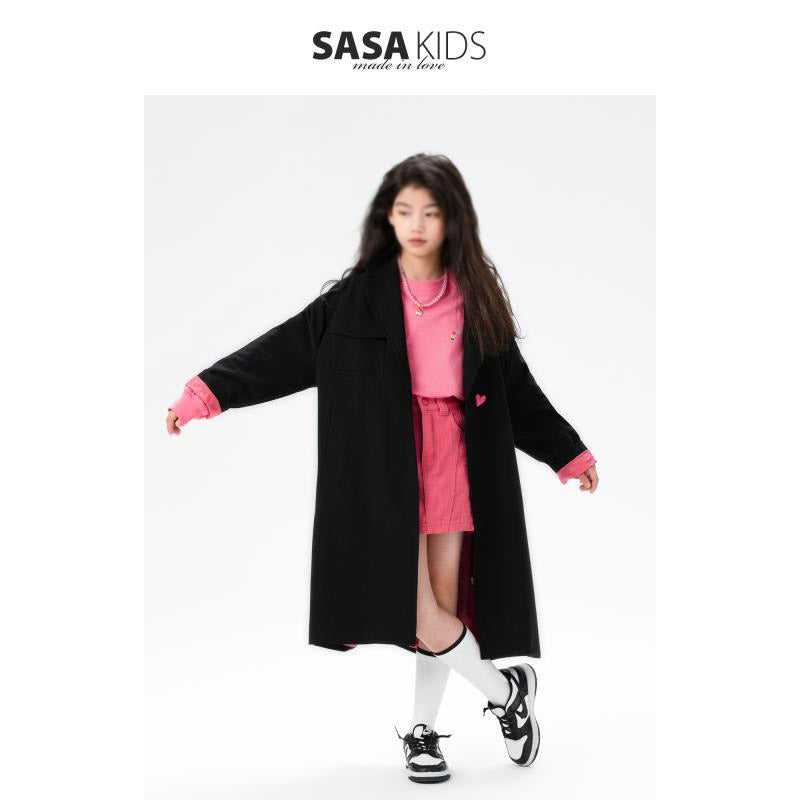 롱 키즈 바람막이 여아 가을 하트 점퍼 블랙 자켓  Q2081915
