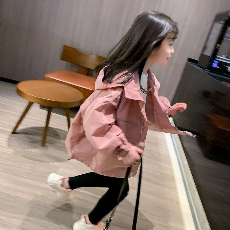 여아 후드 루즈핏 상의 미디엄 아동 반사 바람막이  Q2081921