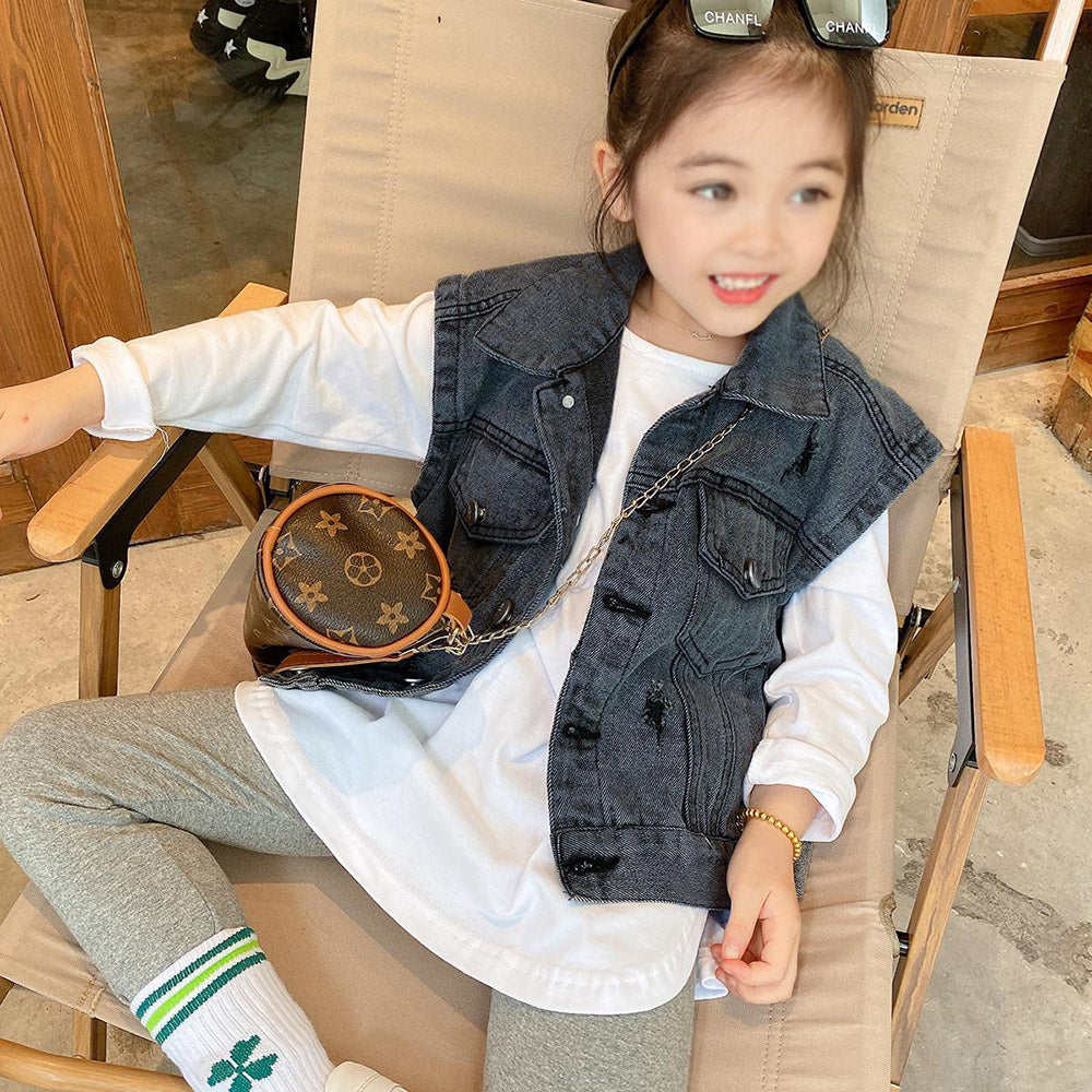 여아 데님 베스트 아동 패션 조끼 상의  Q2081923