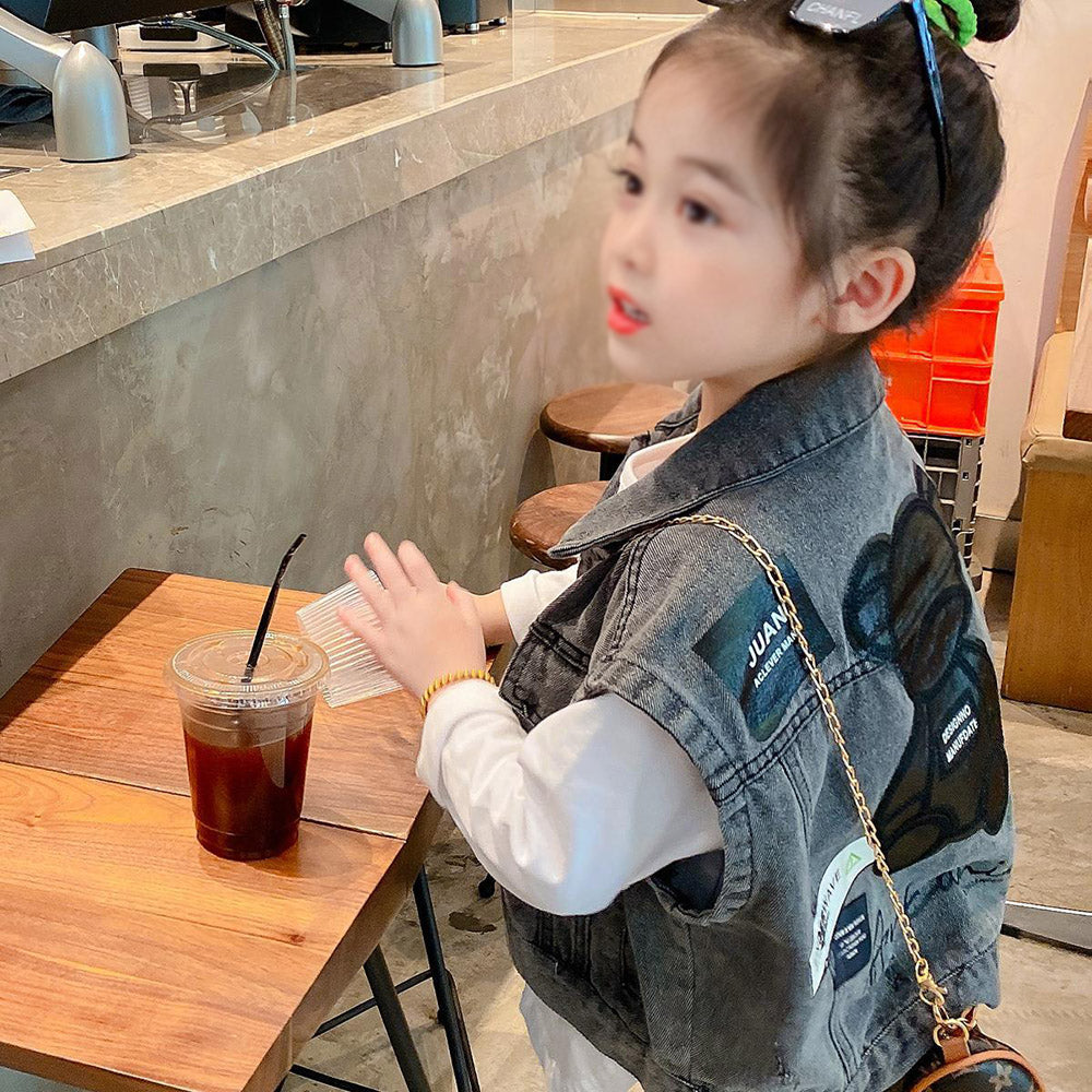 여아 데님 베스트 아동 패션 조끼 상의  Q2081923