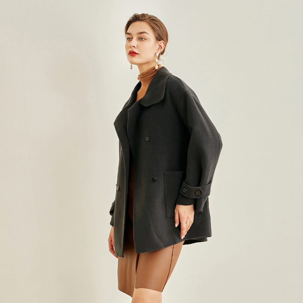 벨트양모코트 더블코트 숏양모코트 Q1111209 핸드메이드코트 오렌지