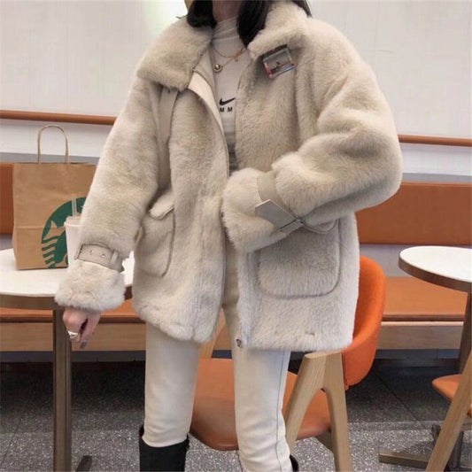 후리스 M1100509  양털 하프 여성 버클장식 뽀글이자켓 코트 점퍼