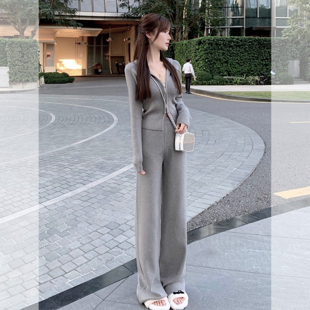 바지 투피스 정장 브이넥 간절기 루즈핏  가을 상하세트 가디건 BQ2091513