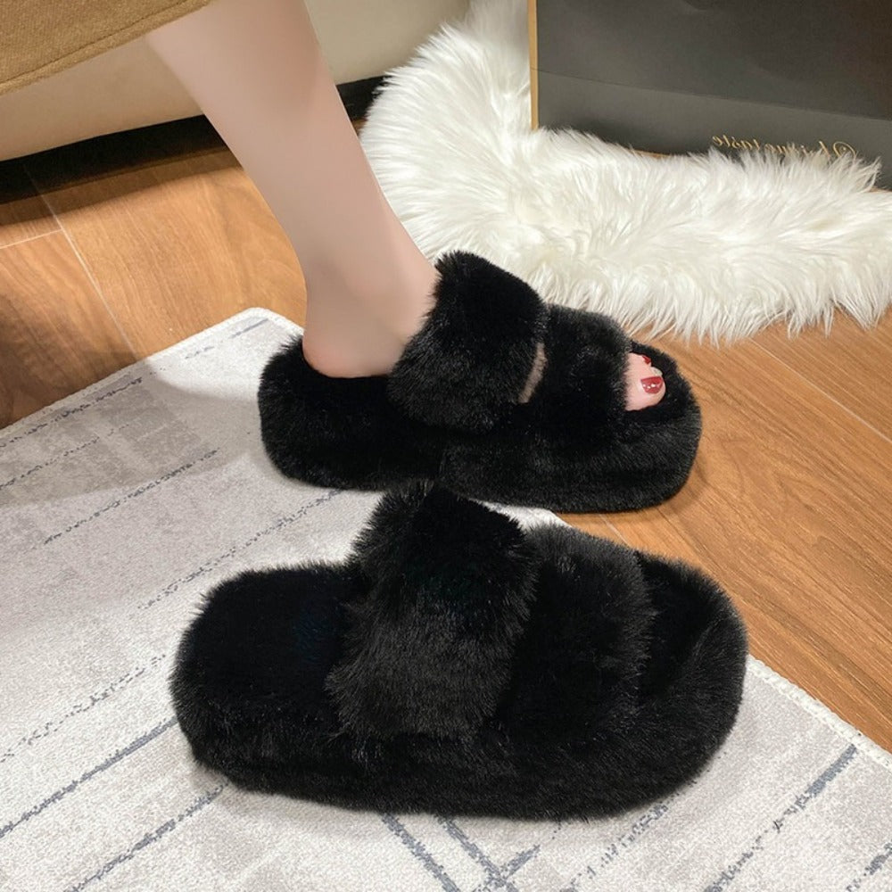 겨울 발편한 사무실 털슬리퍼 키높이 거실  실내 신발  BY2102607