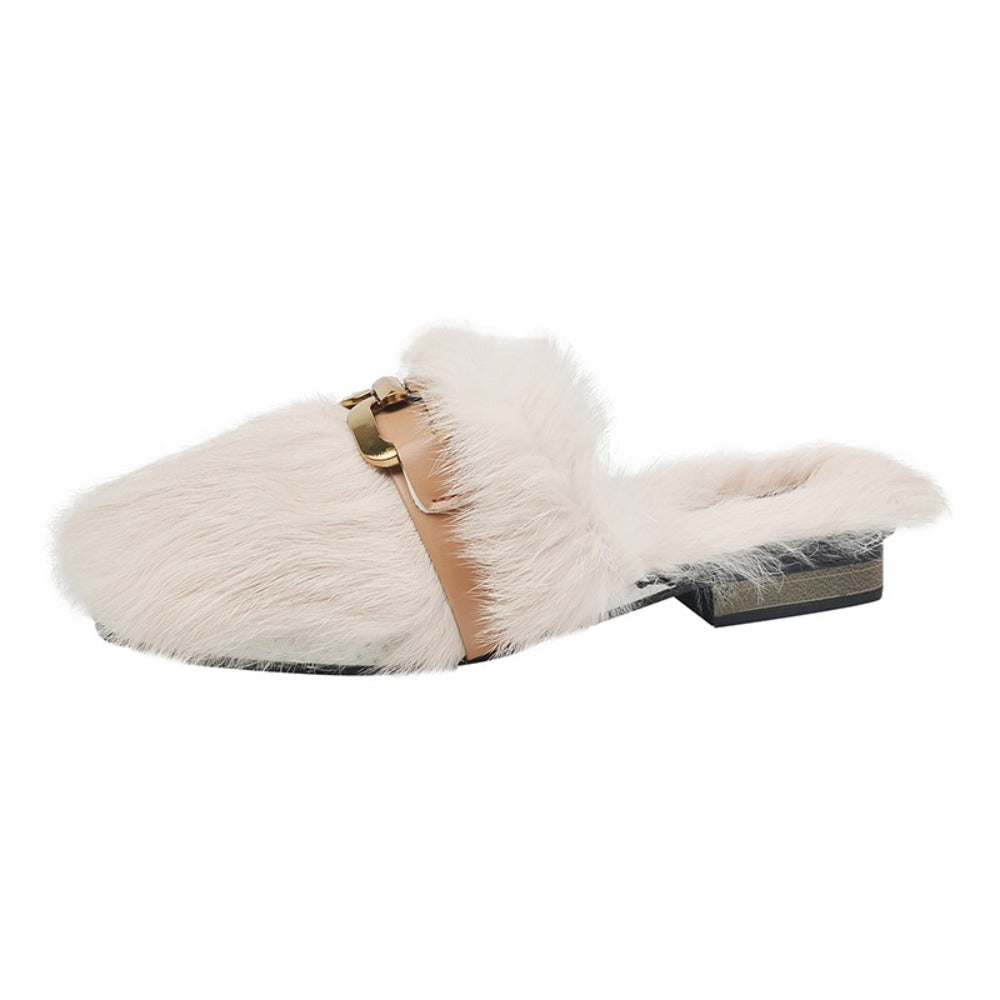 겨울 발편한 털슬리퍼 실내 홈 여성 하프 슬리퍼  BY2102604