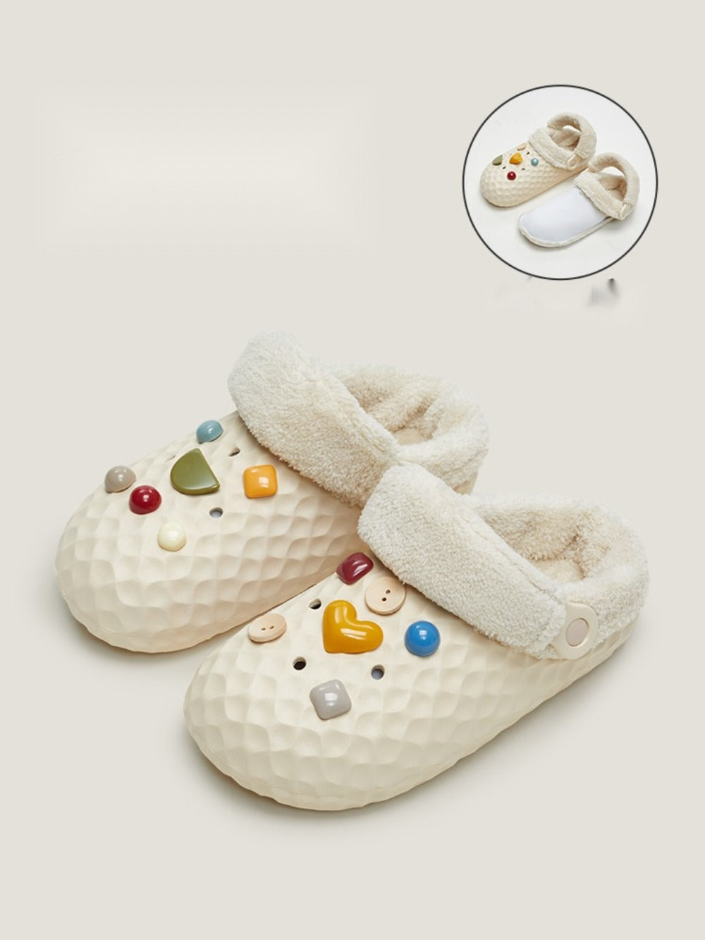 미끄럼 방지 여성 쿠션좋은 발편한 털슬리퍼 키높이 구멍 신발   BY2102614