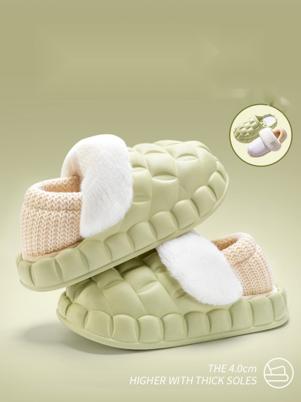 안감 분리가능 통굽 털 슬리퍼 쿠션좋은 사무실 키높이 겨울 신발 BY2102603