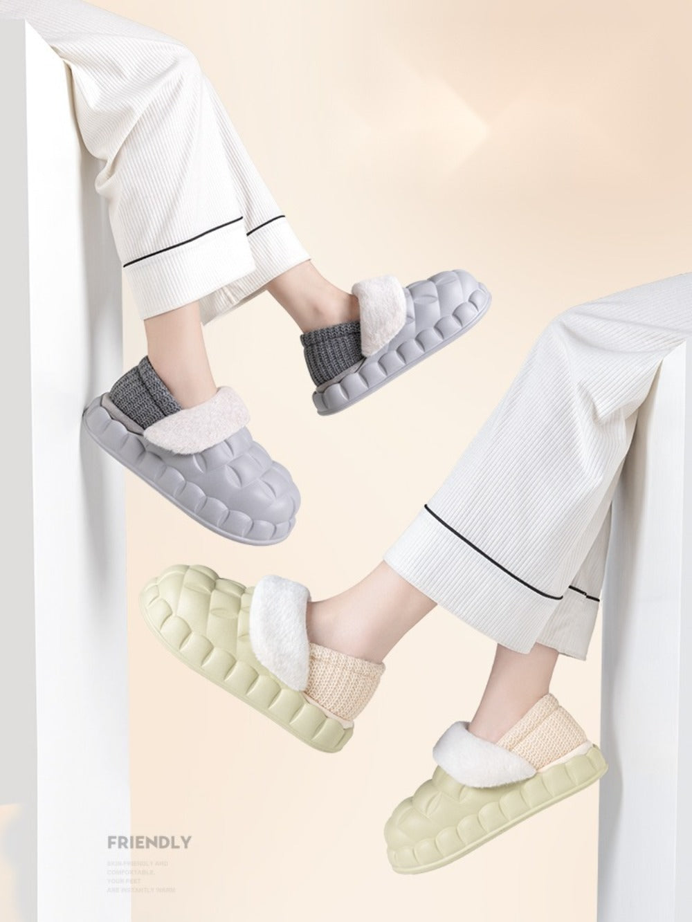 안감 분리가능 통굽 털 슬리퍼 쿠션좋은 사무실 키높이 겨울 신발 BY2102603