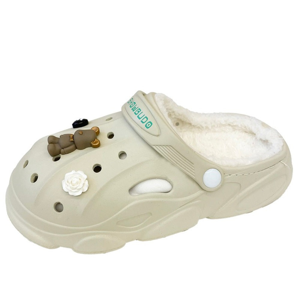 여성 키높이 털슬리퍼 겨울  통굽 발편한  미끄럼 방지 실내화 BY2102616