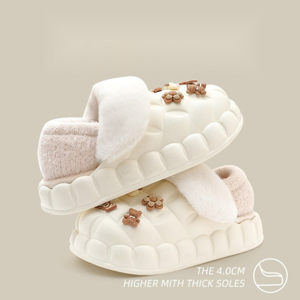 키높이 발편한 사무실 통굽 털슬리퍼 겨울 실내 안감 분리가능 BY2102611