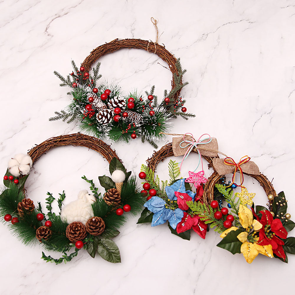 크리스마스 소품 원형 벽장식 리스  솔잎 Q1110515