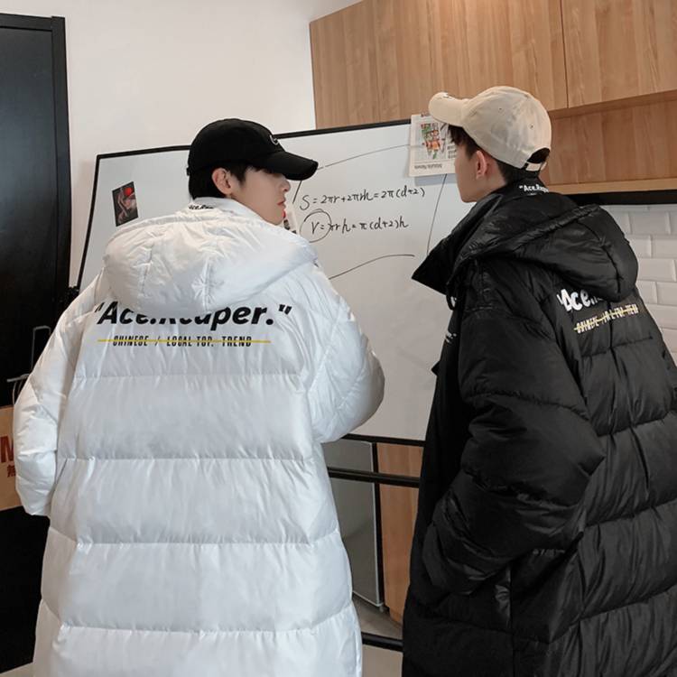 심플 코트 빅사이즈 중기장 패딩점퍼 L1111111 다운 후드 남자 화이트 블랙