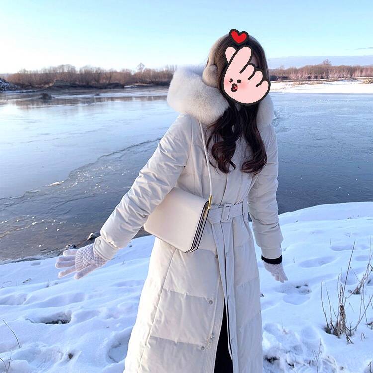 블랙 화이트 롱패딩 여성 호드 벨트  덕다운 점퍼 날씬핏 L1111110