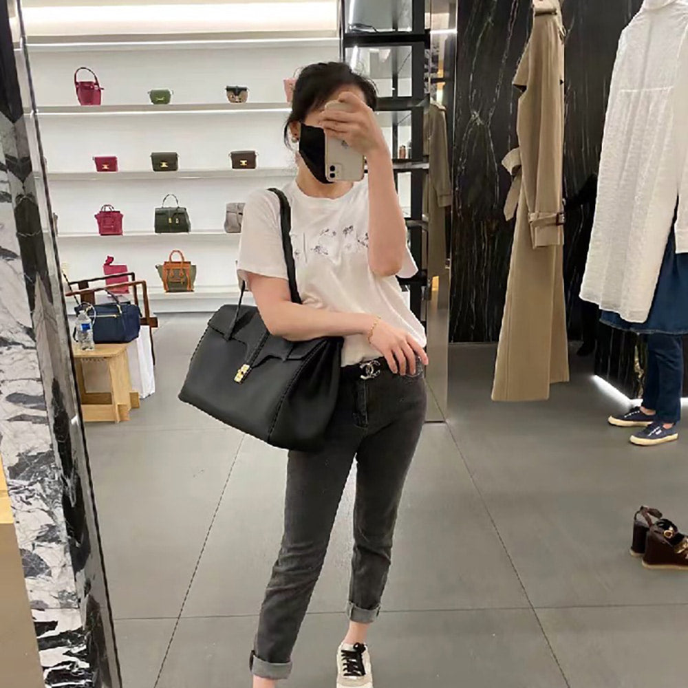 대용량 리얼가죽 블랙  여성숄더백 Q1111648 데일리룩 카멜
