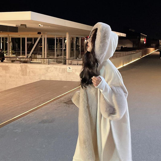 빅사이즈 바람막이 케이프숄 코트 하프 망토 겨울 니트 후드 BY2121305