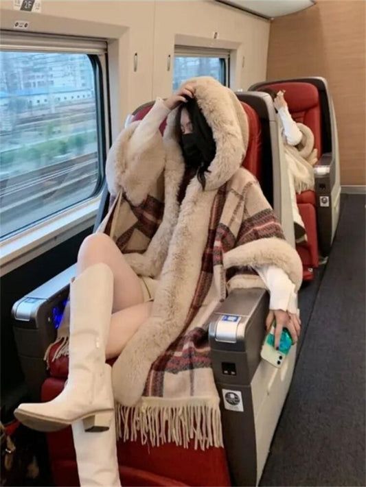 코트 여성 바람막이 케이프숄 하프 망토 빅사이즈 복고풍 자켓 BY2121301