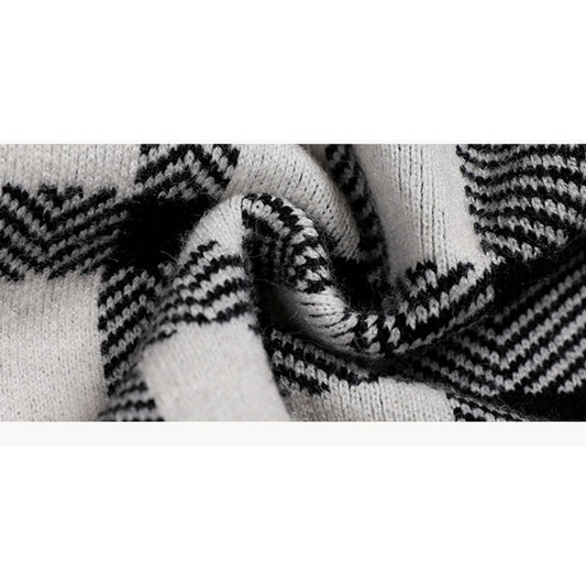 하프 망토 루즈핏 여성 겨울  케이프숄 빅사이즈 니트 체크 무늬 목도리  BY2121312