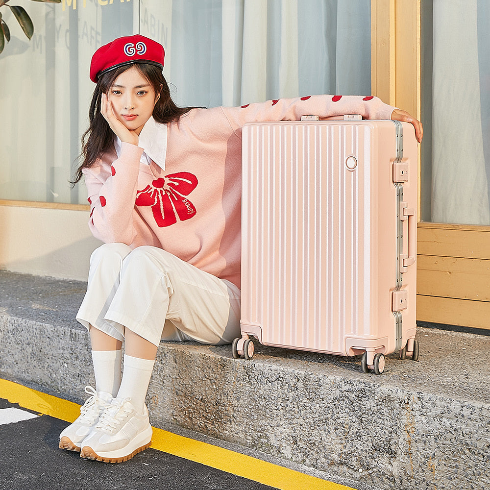 Q2050607 홈쇼핑 핑크 탑승 수납가방  연예인캐리어 여행용 학생