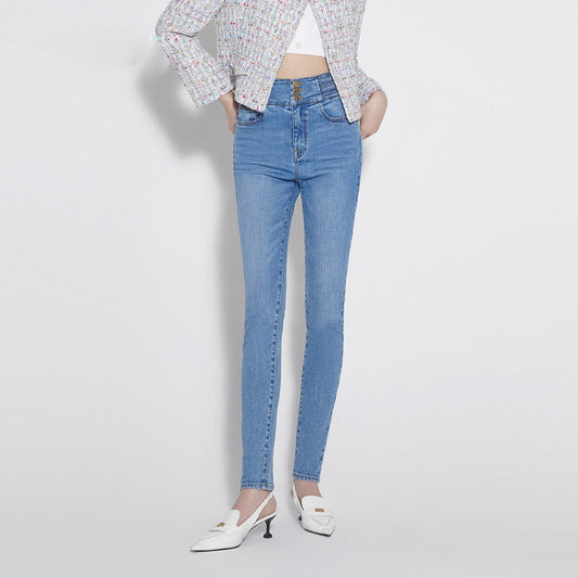 ochirly 슬림핏 데일리 체형커버 팬츠 심플 여성 키작녀 청바지 BQ3020809
