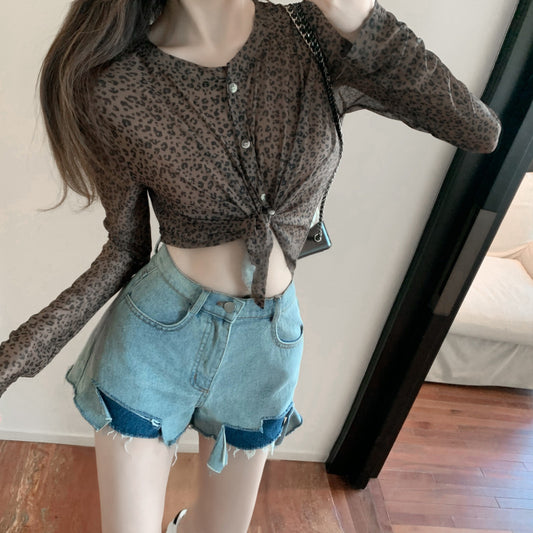데님 반바지 D2030403 포켓 찢청 숏팬츠  하이웨스트 핫팬츠