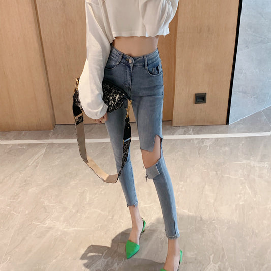 D2030413 하이웨스트  빈티지 흑청 연청 스키니 언발핏