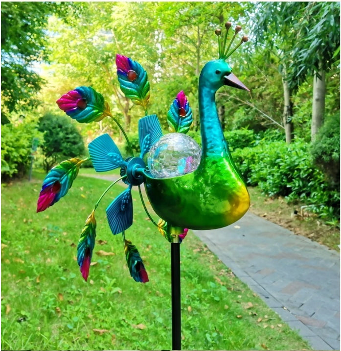 철제바람개비 태양열정원등 새쫓는 W2022201 공작새 태양광전등 무지개 빈티지