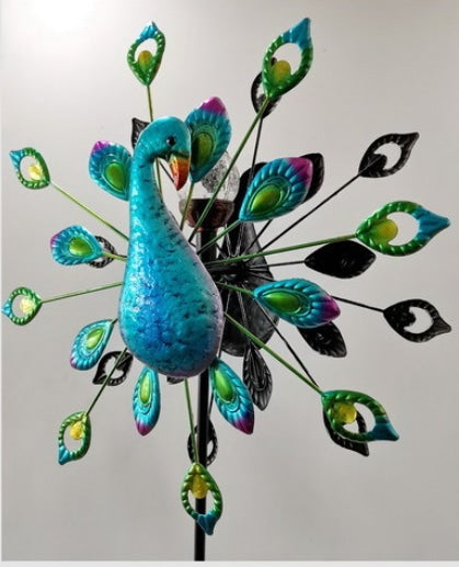 철제바람개비 태양열정원등 새쫓는 W2022201 공작새 태양광전등 무지개 빈티지