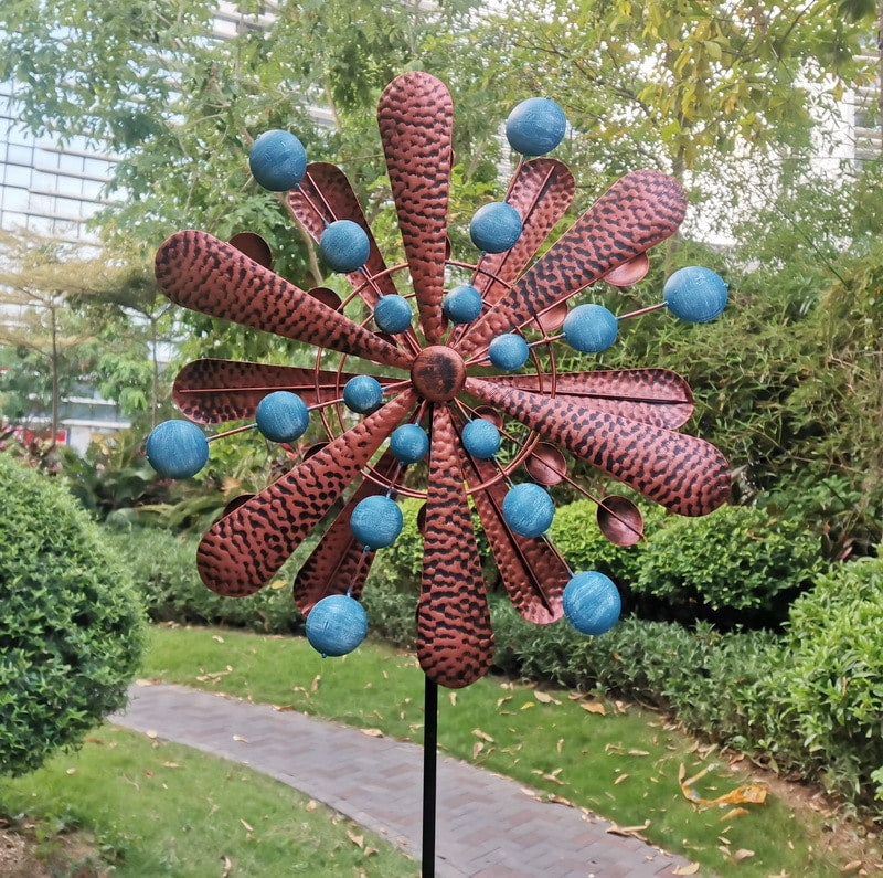 W2022202 무지개 새쫓는 야외 철제바람개비 빈티지 정원