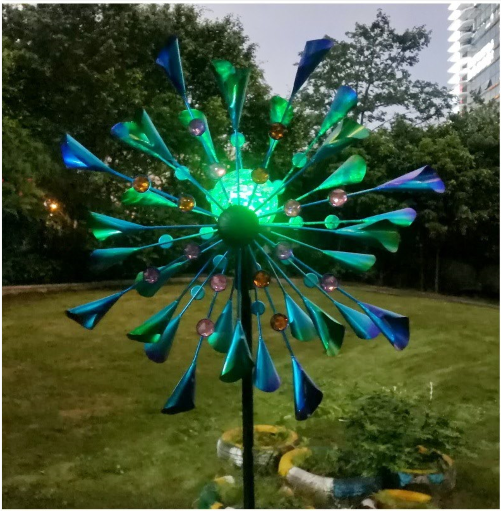 철제바람개비 태양광전등 빈티지 무지개 W2022203 태양열정원등 새쫓는