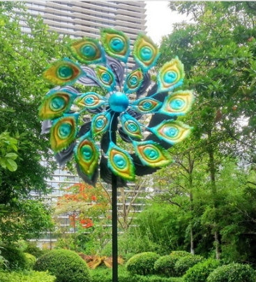W2022205 무지개 철제바람개비 태양열정원등 새쫓는 태양광전등 빈티지