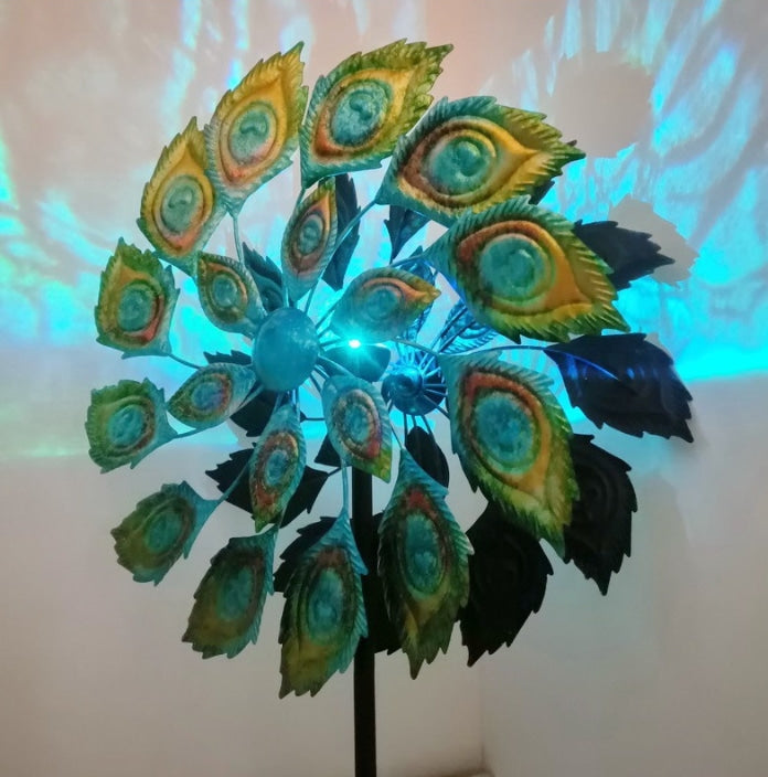 W2022205 무지개 철제바람개비 태양열정원등 새쫓는 태양광전등 빈티지