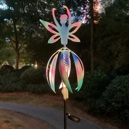 빈티지 새쫓는 무지개 철제바람개비 태양광전등 W2022210 태양열정원등