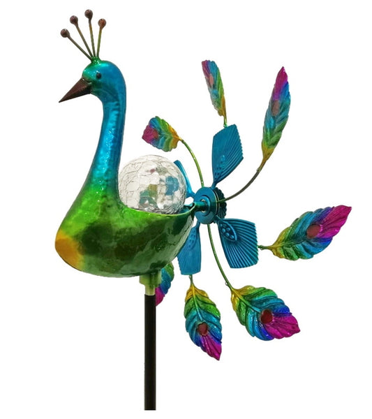 태양광전등 W2022211 빈티지 무지개 새쫓는 태양열정원등 철제바람개비 공작새