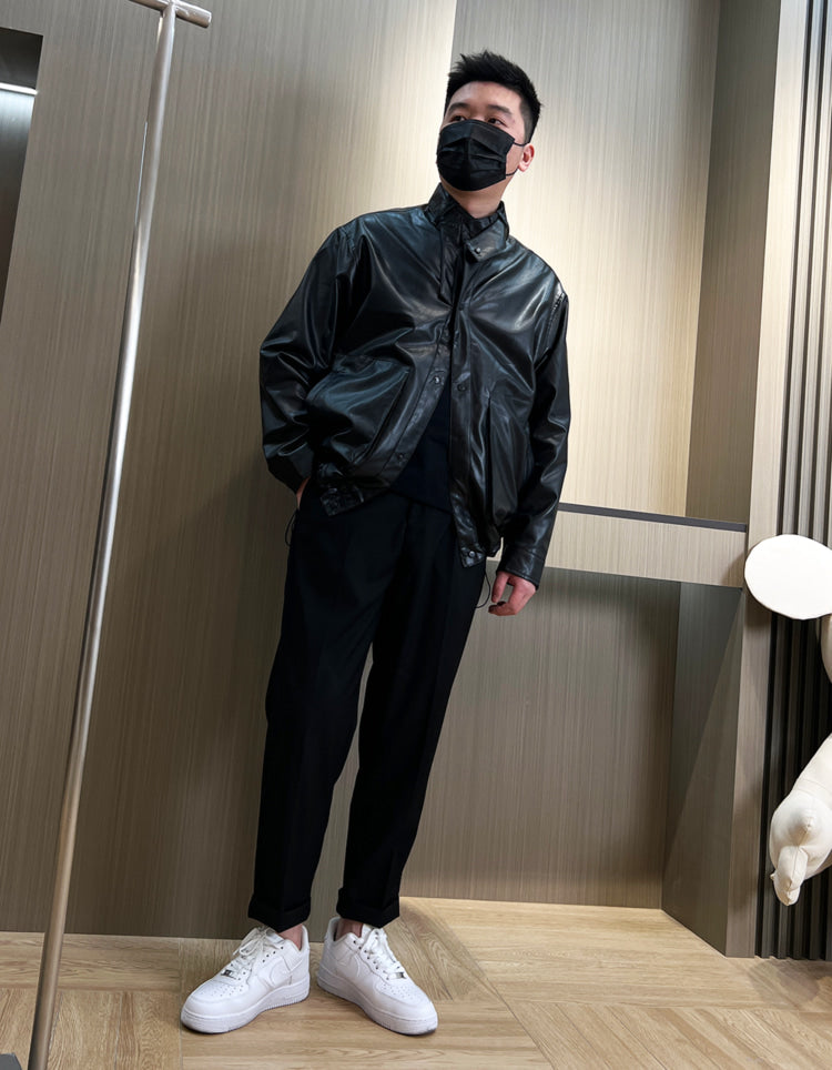 레더  루즈핏 페이크 D2032524 차이나넥 자켓 아우터 블랙